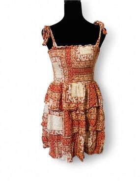 ae floral denim mini shift dress AE Printed Denim Mini Dress